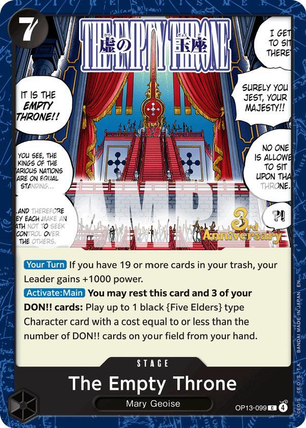 The Empty Throne OP13-099 card from Carrying On His Will: 3rd Anniversary Tournament Cards