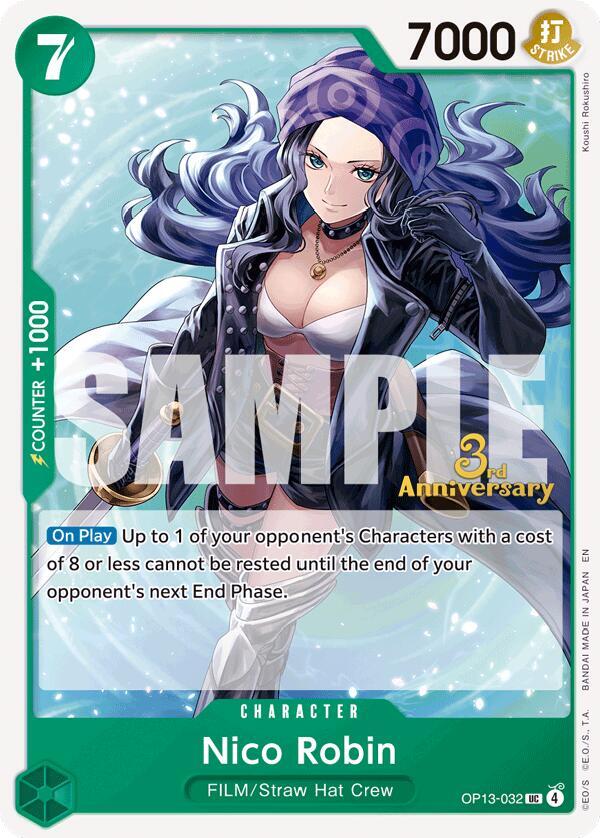 Nico Robin OP13-032 card from Carrying On His Will: 3rd Anniversary Tournament Cards
