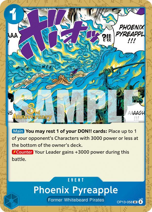 Phoenix Pyreapple OP13-058 card from Carrying On His Will: 3rd Anniversary Tournament Cards