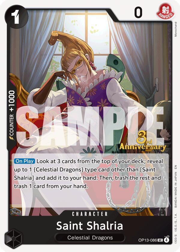 Saint Shalria OP13-086 card from Carrying On His Will: 3rd Anniversary Tournament Cards