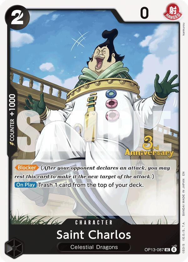 Saint Charlos OP13-087 card from Carrying On His Will: 3rd Anniversary Tournament Cards