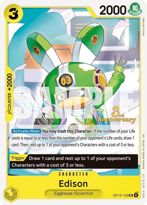 Edison OP13-102 card from Carrying On His Will: 3rd Anniversary Tournament Cards