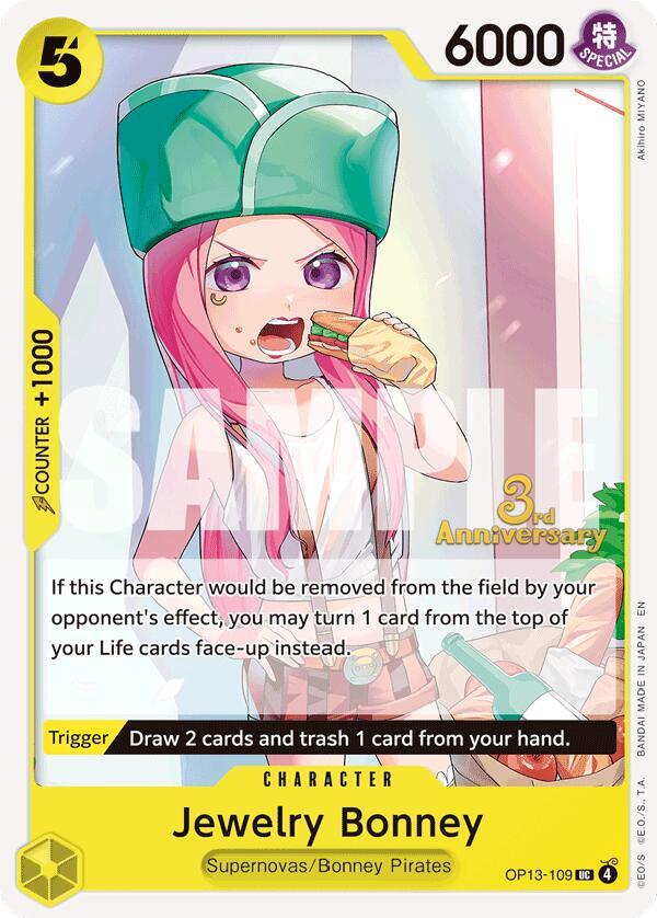 Jewelry Bonney OP13-109 card from Carrying On His Will: 3rd Anniversary Tournament Cards