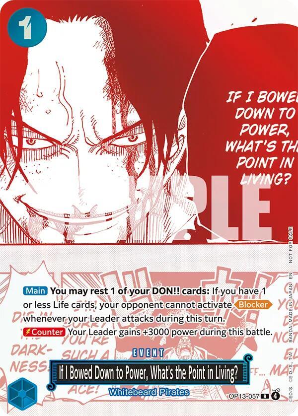 If I Bowed Down to Power, What's the Point in Living? (3rd Anniversary Treasure Campaign Pack) OP13-057 card from One Piece Promotion Cards