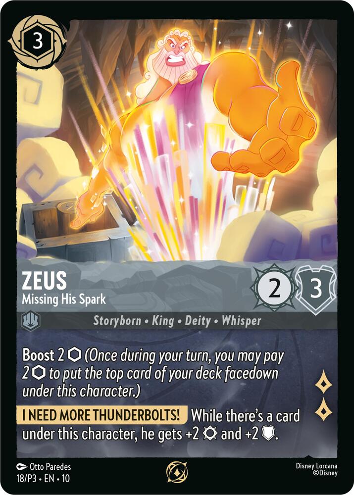 Zeus - Missing His Spark 18 card from Disney Lorcana Promo Cards