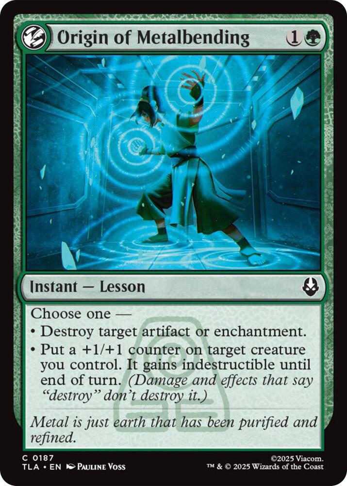 Origin of Metalbending 187 card from Avatar: The Last Airbender