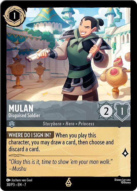Mulan - Disguised Soldier 38 card from Disney Lorcana Promo Cards
