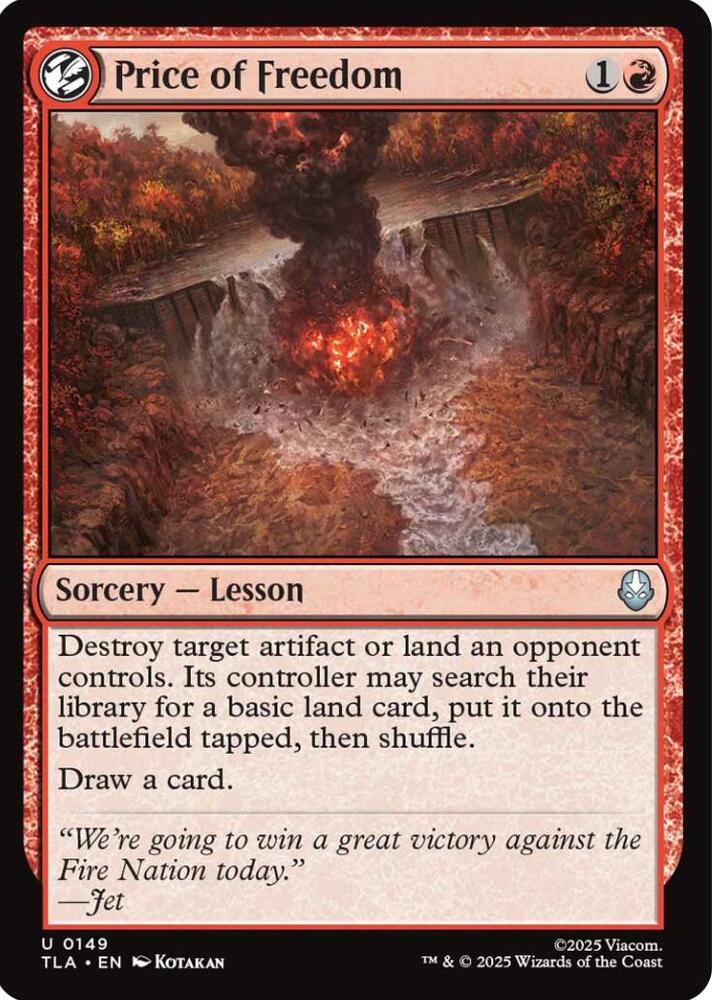 Price of Freedom 149 card from Avatar: The Last Airbender