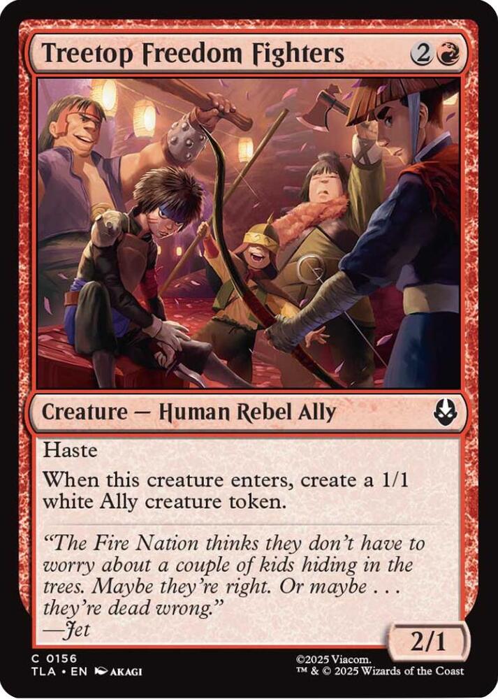 Treetop Freedom Fighters 156 card from Avatar: The Last Airbender