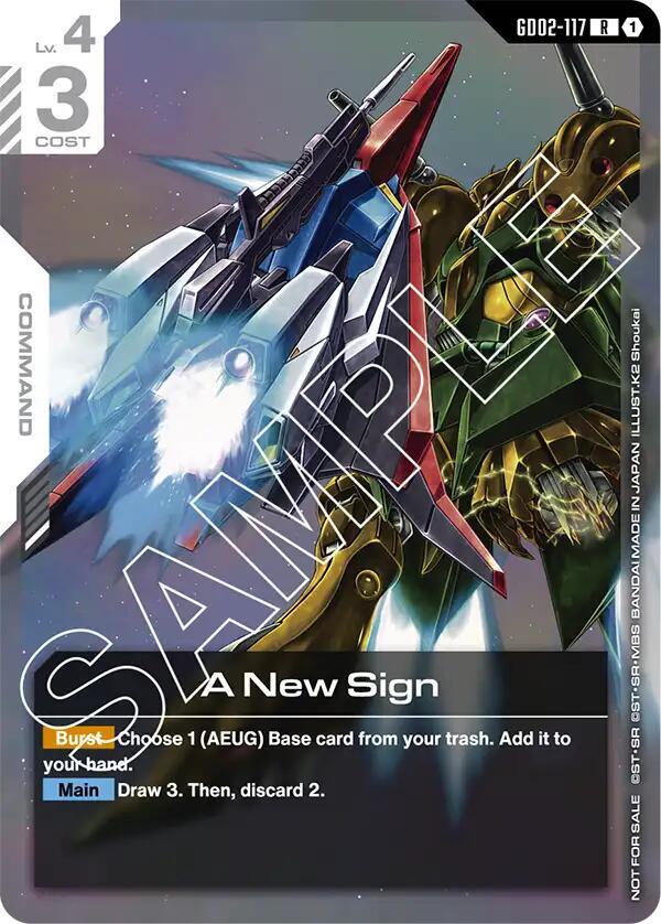 A New Sign (Newtype Challenge 2025 Mission 2) GD02-117 card from Gundam Promotional Cards