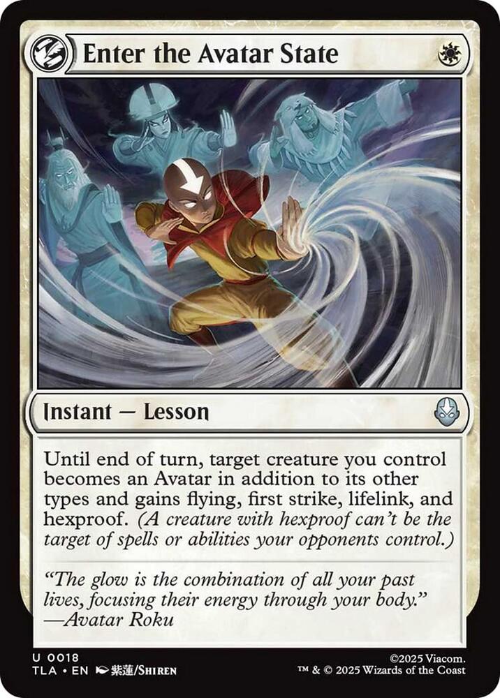 Enter the Avatar State 18 card from Avatar: The Last Airbender