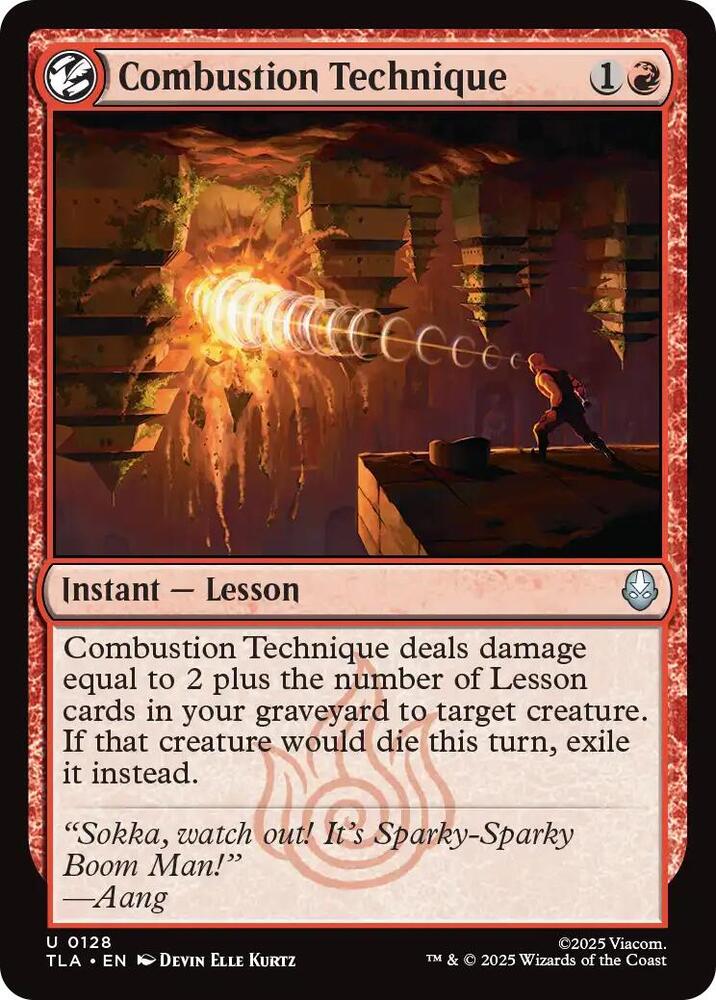 Combustion Technique 128 card from Avatar: The Last Airbender