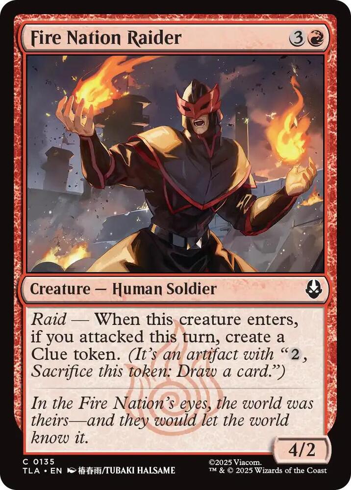 Fire Nation Raider 135 card from Avatar: The Last Airbender