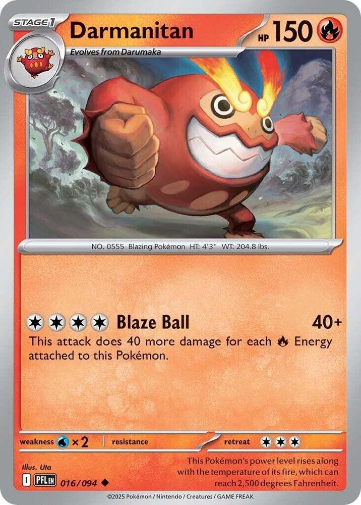Darmanitan 016/094 card from ME02: Phantasmal Flames