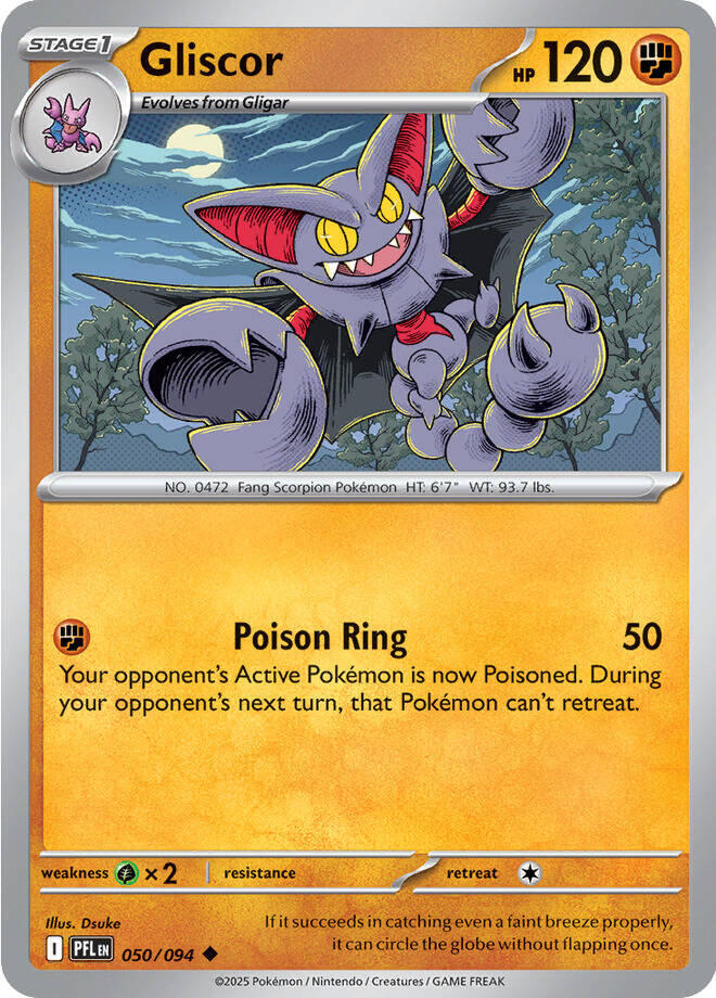 Gliscor 050/094 card from ME02: Phantasmal Flames