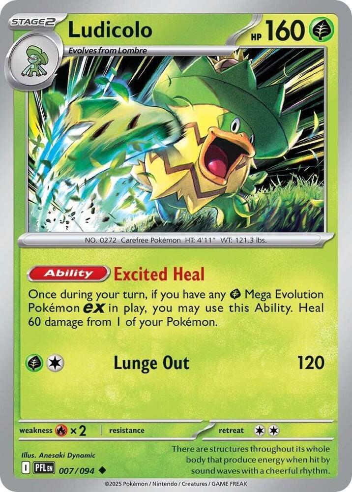 Ludicolo 007/094 card from ME02: Phantasmal Flames