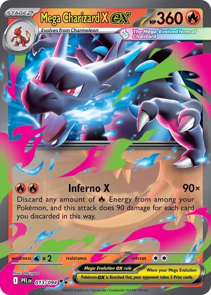 Mega Charizard X ex 013/094 card from ME02: Phantasmal Flames