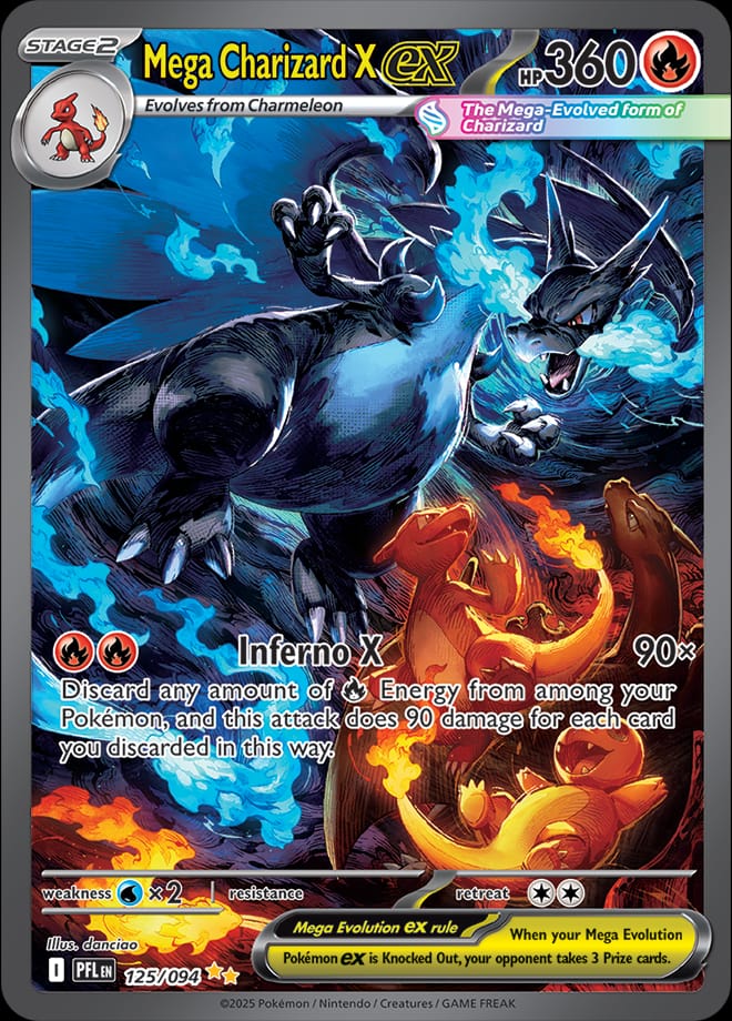 Mega Charizard X ex 125/094 card from ME02: Phantasmal Flames
