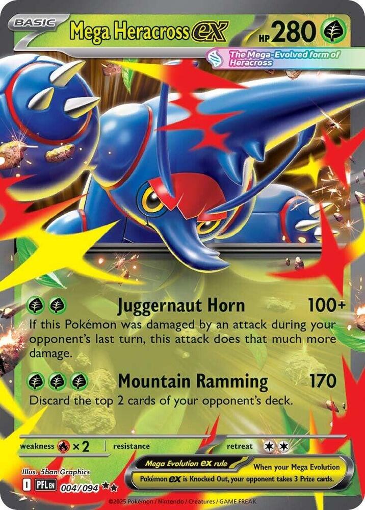Mega Heracross ex 004/094 card from ME02: Phantasmal Flames