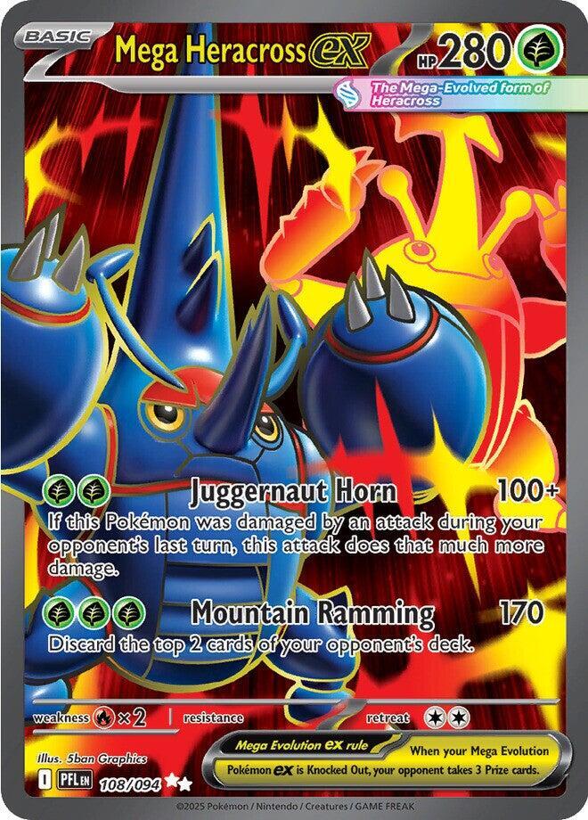 Mega Heracross ex 108/094 card from ME02: Phantasmal Flames