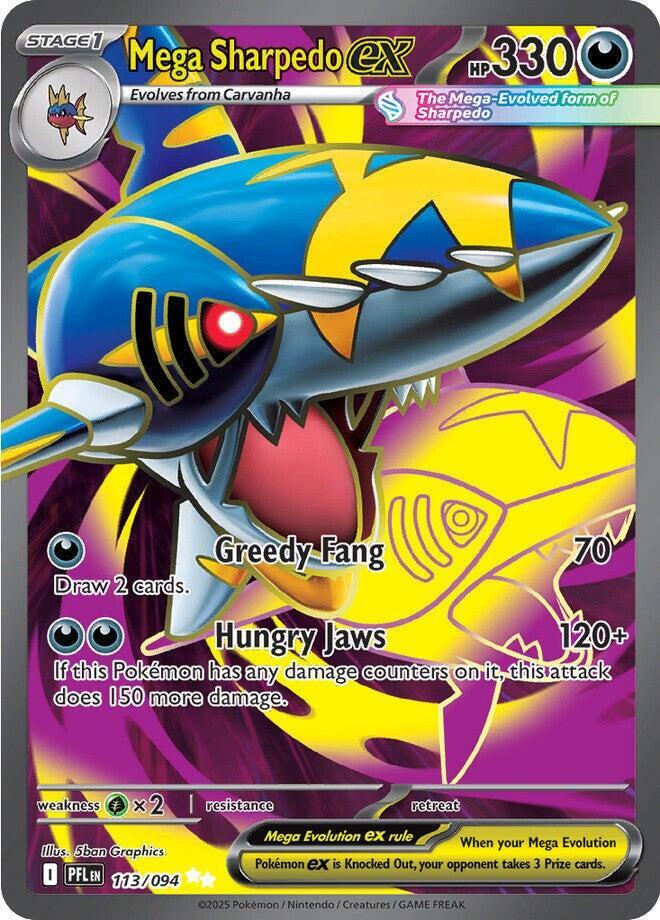 Mega Sharpedo ex 113/094 card from ME02: Phantasmal Flames