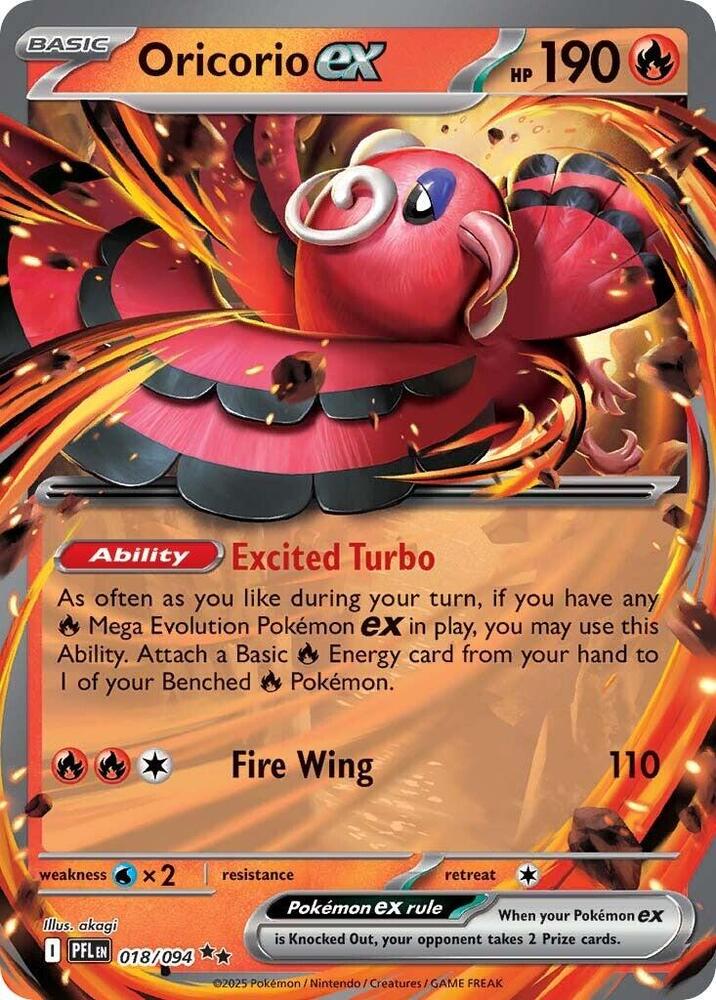 Oricorio ex 018/094 card from ME02: Phantasmal Flames