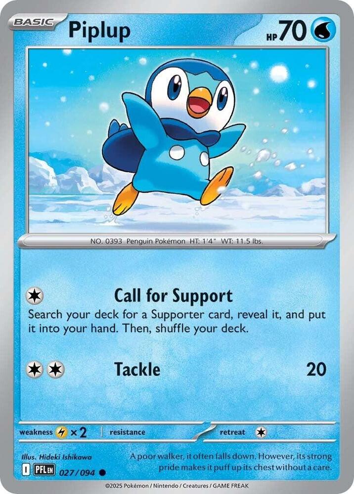 Piplup 027/094 card from ME02: Phantasmal Flames