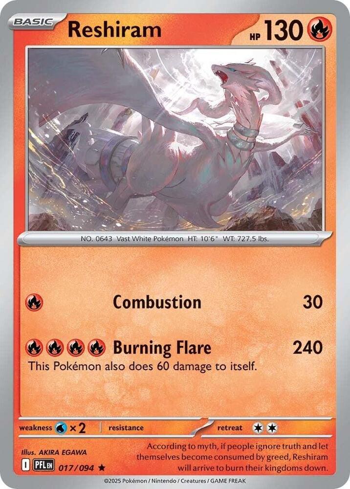 Reshiram 017/094 card from ME02: Phantasmal Flames