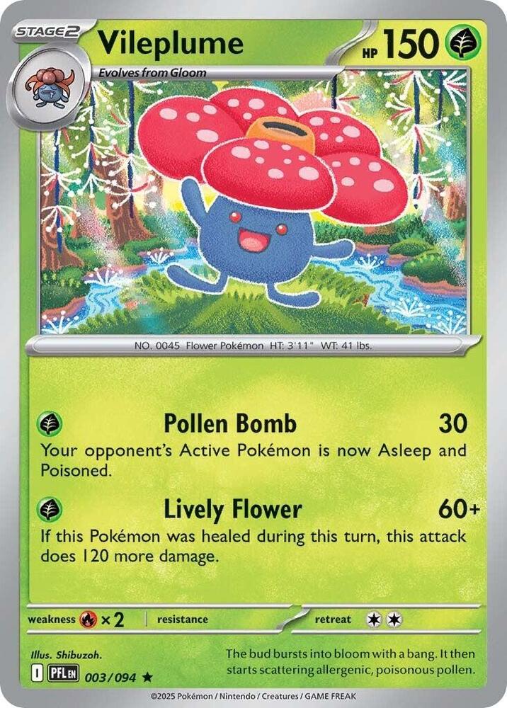 Vileplume 003/094 card from ME02: Phantasmal Flames