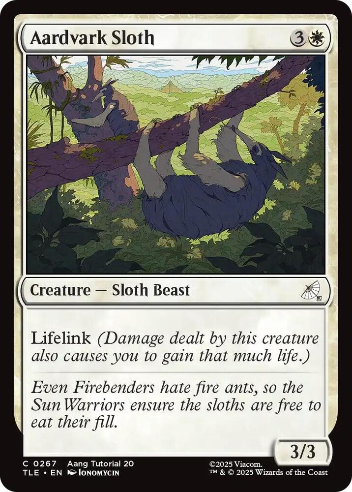 Aardvark Sloth 267 card from Avatar: The Last Airbender: Eternal-Legal