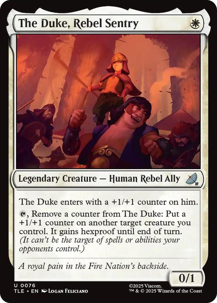 The Duke, Rebel Sentry 76 card from Avatar: The Last Airbender: Eternal-Legal