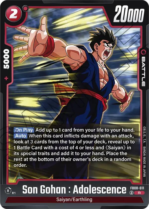 Son Gohan : Adolescence FB08-011 card from Saiyan's Pride