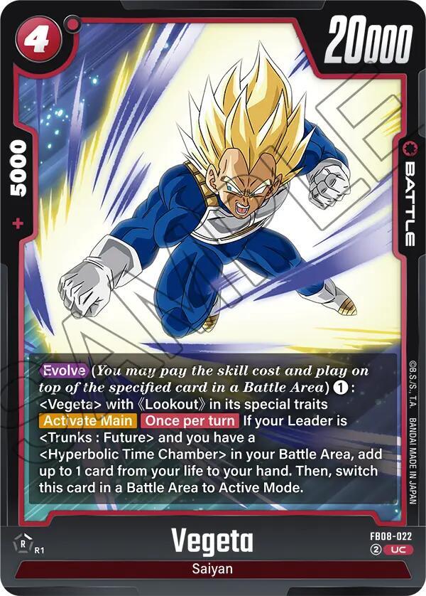 Vegeta FB08-022 card from Saiyan's Pride
