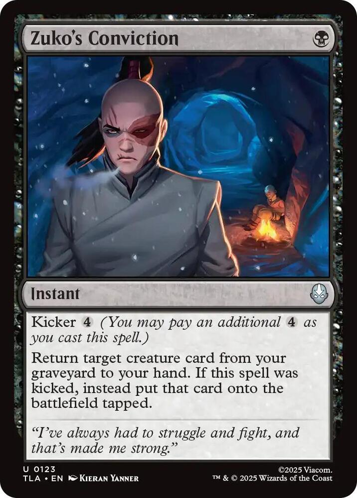 Zuko's Conviction 123 card from Avatar: The Last Airbender