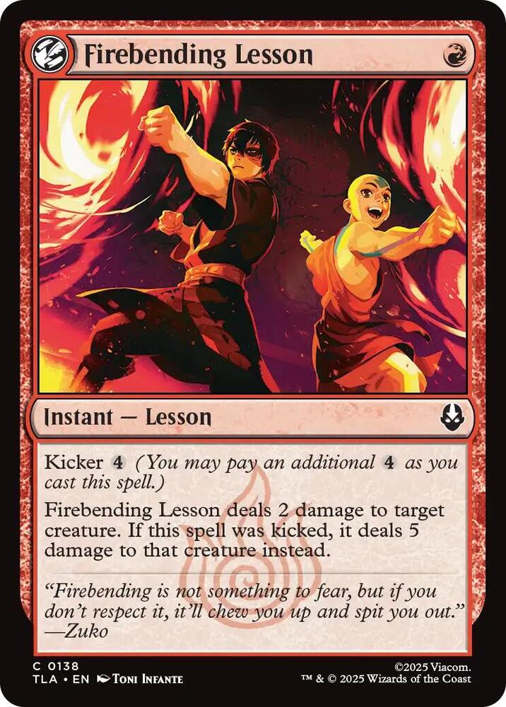 Firebending Lesson 138 card from Avatar: The Last Airbender
