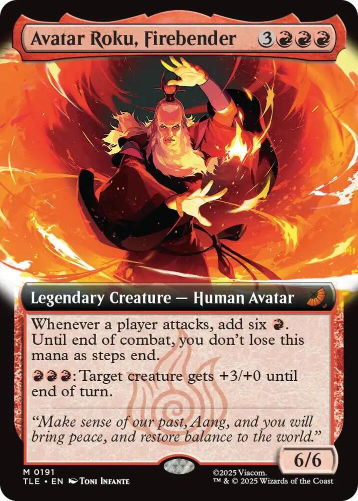 Avatar Roku, Firebender (Extended Art) 191 card from Avatar: The Last Airbender: Eternal-Legal