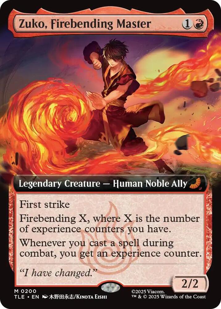 Zuko, Firebending Master (Extended Art) 200 card from Avatar: The Last Airbender: Eternal-Legal