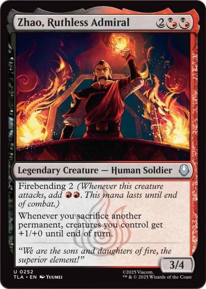 Zhao, Ruthless Admiral 252 card from Avatar: The Last Airbender