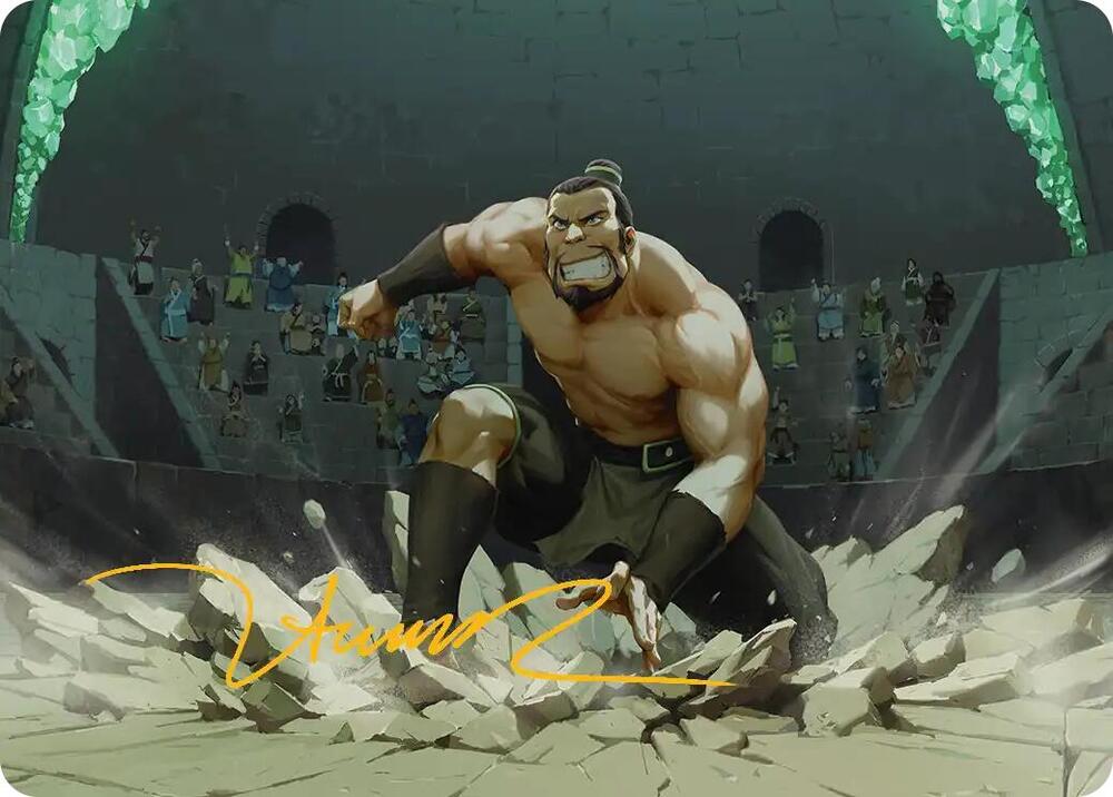 The Boulder, Ready to Rumble Art Card (Gold-Stamped Signature) 13 card from Art Series: Avatar: The Last Airbender