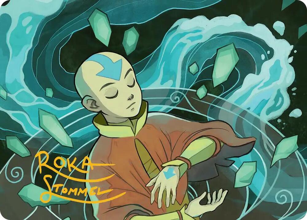 Aang, at the Crossroads Art Card (Gold-Stamped Signature) 45 card from Art Series: Avatar: The Last Airbender