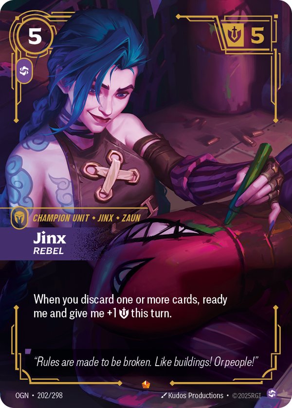 Jinx - Rebel 202/298 card from Riftbound Organized Play Promotional Cards