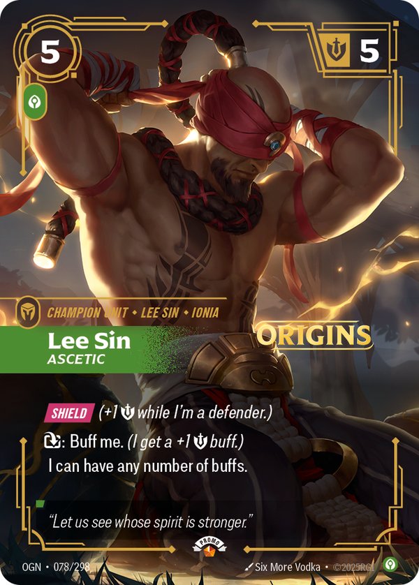 Lee Sin - Ascetic 078/298 card from Riftbound Organized Play Promotional Cards