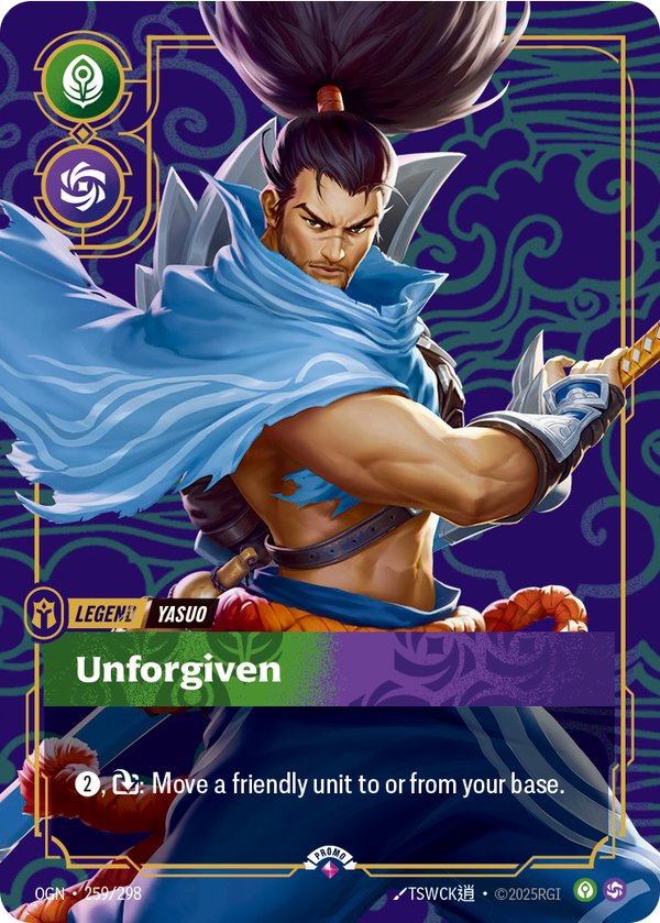 Yasuo - Unforgiven 259/298 card from Riftbound Organized Play Promotional Cards