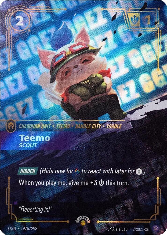 Teemo - Scout (GG EZ) 197b/298 card from Riftbound Organized Play Promotional Cards