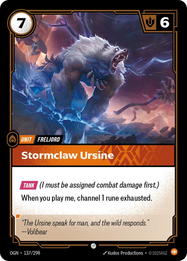 Stormclaw Ursine 137/298 card from Riftbound Organized Play Promotional Cards