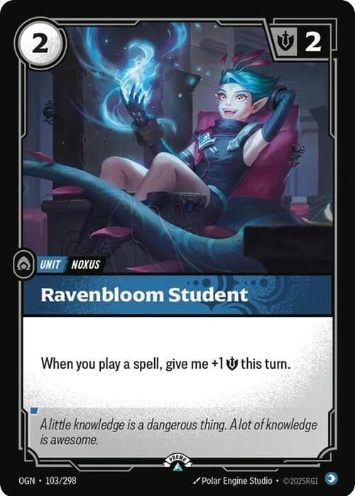Ravenbloom Student 103/298 card from Riftbound Organized Play Promotional Cards