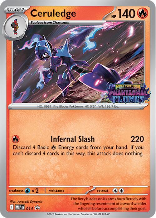 Ceruledge (Prerelease) 014 card from ME: Mega Evolution Promo