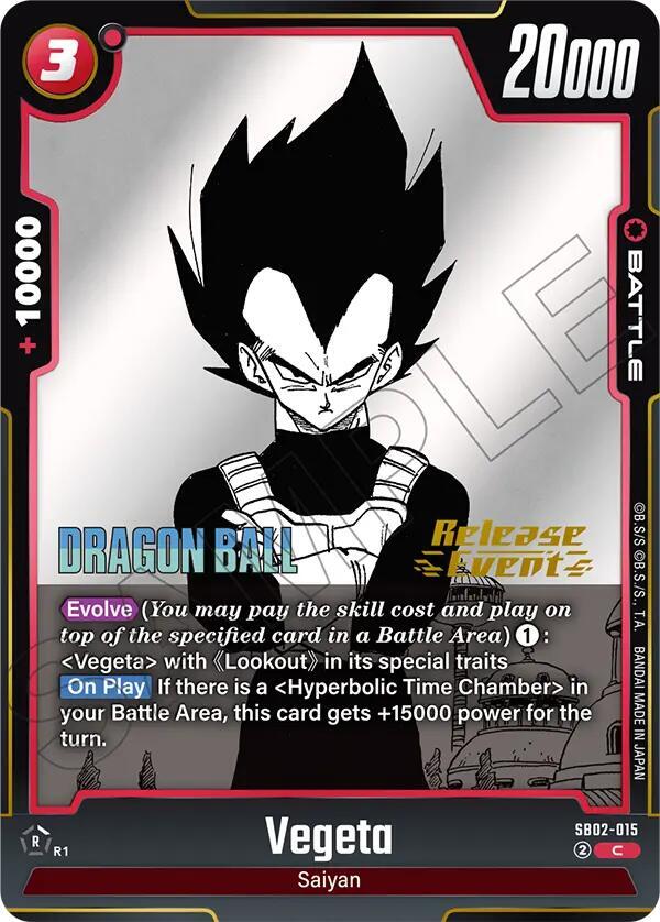 Vegeta SB02-015 card from Manga Booster 02 Release Event Cards