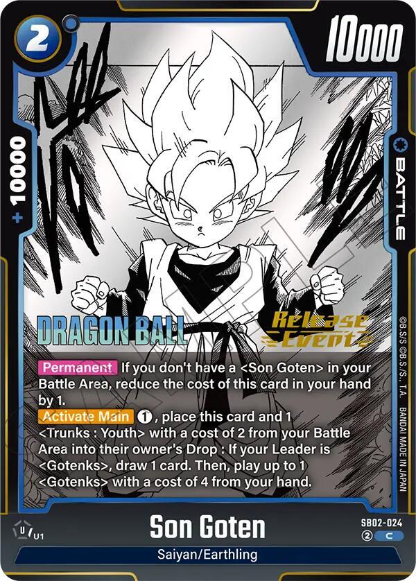 Son Goten SB02-024 card from Manga Booster 02 Release Event Cards