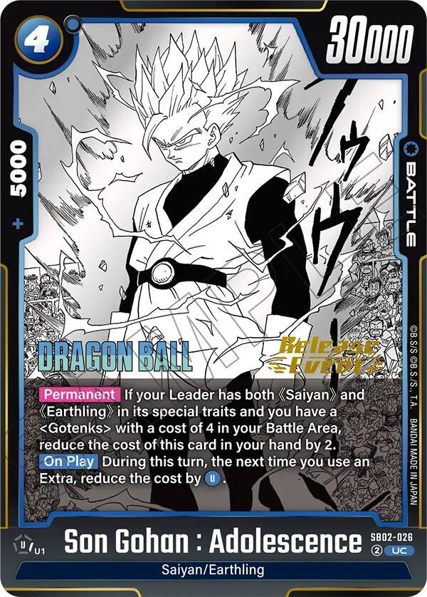 Son Gohan : Adolescence SB02-026 card from Manga Booster 02 Release Event Cards